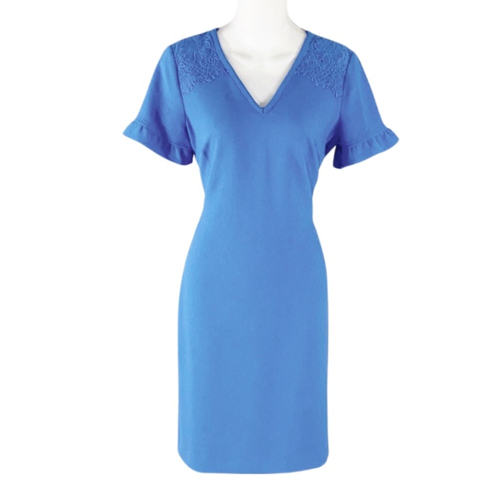 Karl Lagerfeld periwinkle blue textured lace detail dress